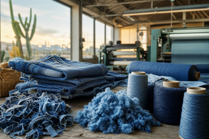 Peças jeans da linha Pool Loop produzidas com fibras recicladas de resíduos têxteis