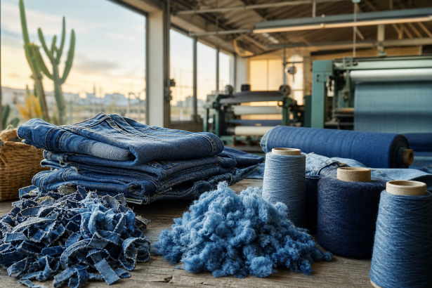 Peças jeans da linha Pool Loop produzidas com fibras recicladas de resíduos têxteis
